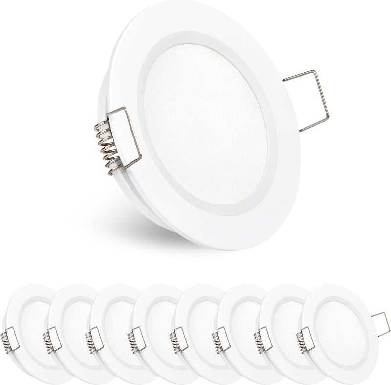Obeaming 8 Pack 12 Volt LED Puck Light 2.75” RV Recessed Mount Ceiling Light for Camper Van Truck Boat Interior Ceiling Kitchen Cabinet Lighting CRI 93 (Pearly White/Warm White) - Image 1